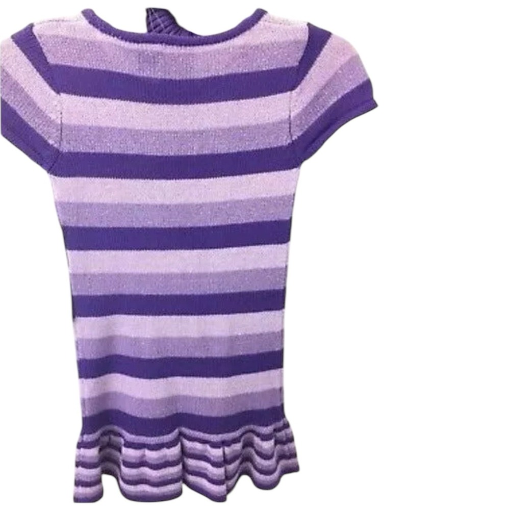 Heart n Crush Girls Knit Dress Striped Purple Lavender Scarf Size Small New - Picture 4 of 5